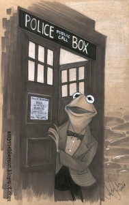 Kermit getting out from Tardis
